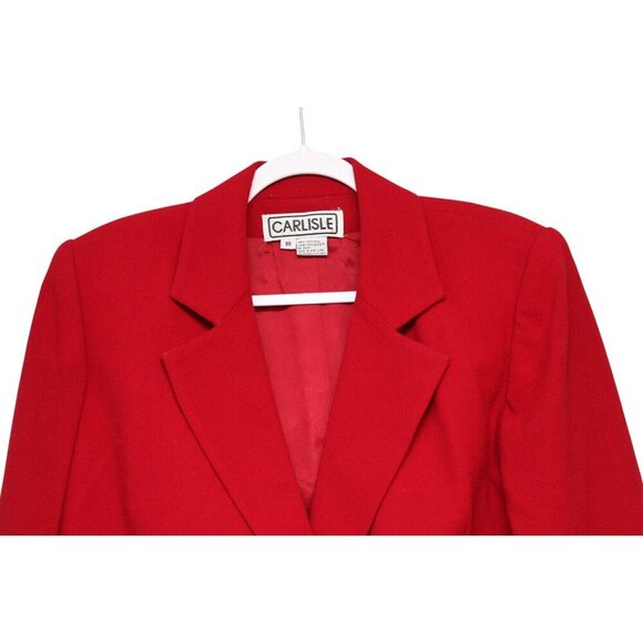 Vintage Carlisle Blazer Size 10 Red 100% Wool Classic Business Career Office - Picture 2 of 10